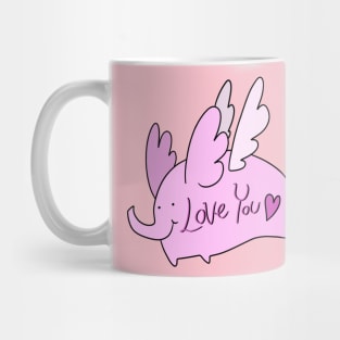 Pink Angel Elephant "Love You" Mug